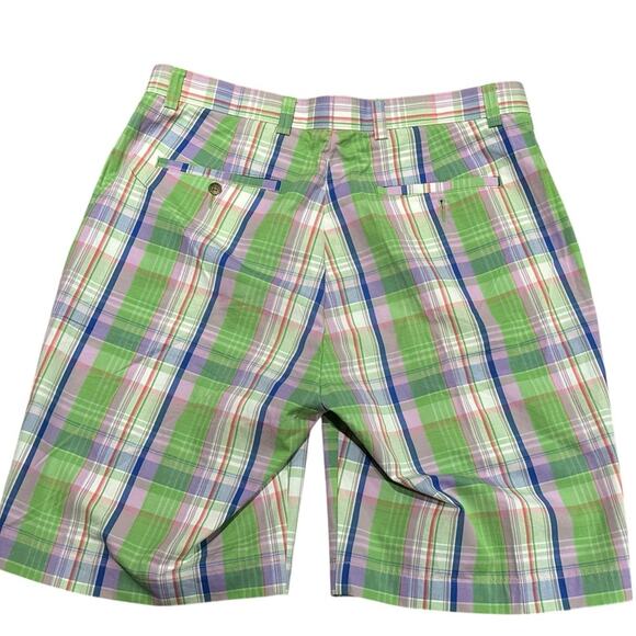 Cutter & Buck Mens Size 36 Green and Purple Plaid Golf Shorts 100% Cotton - Picture 2 of 7